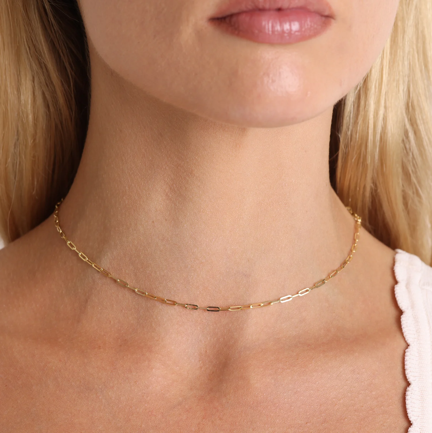 14K Diamond Cut Oval Link Chain Necklace - Image 4