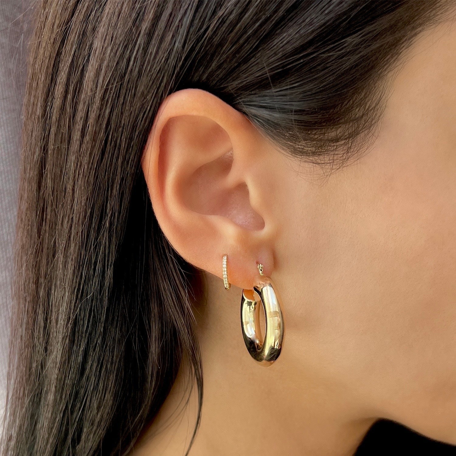 6mm Chunky Hoop Earrings - Image 4