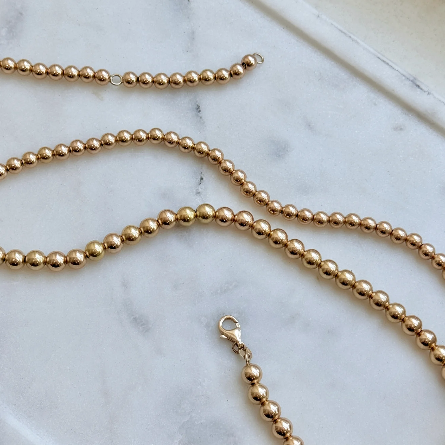 6mm Gold Bead Ball Necklace - Image 3