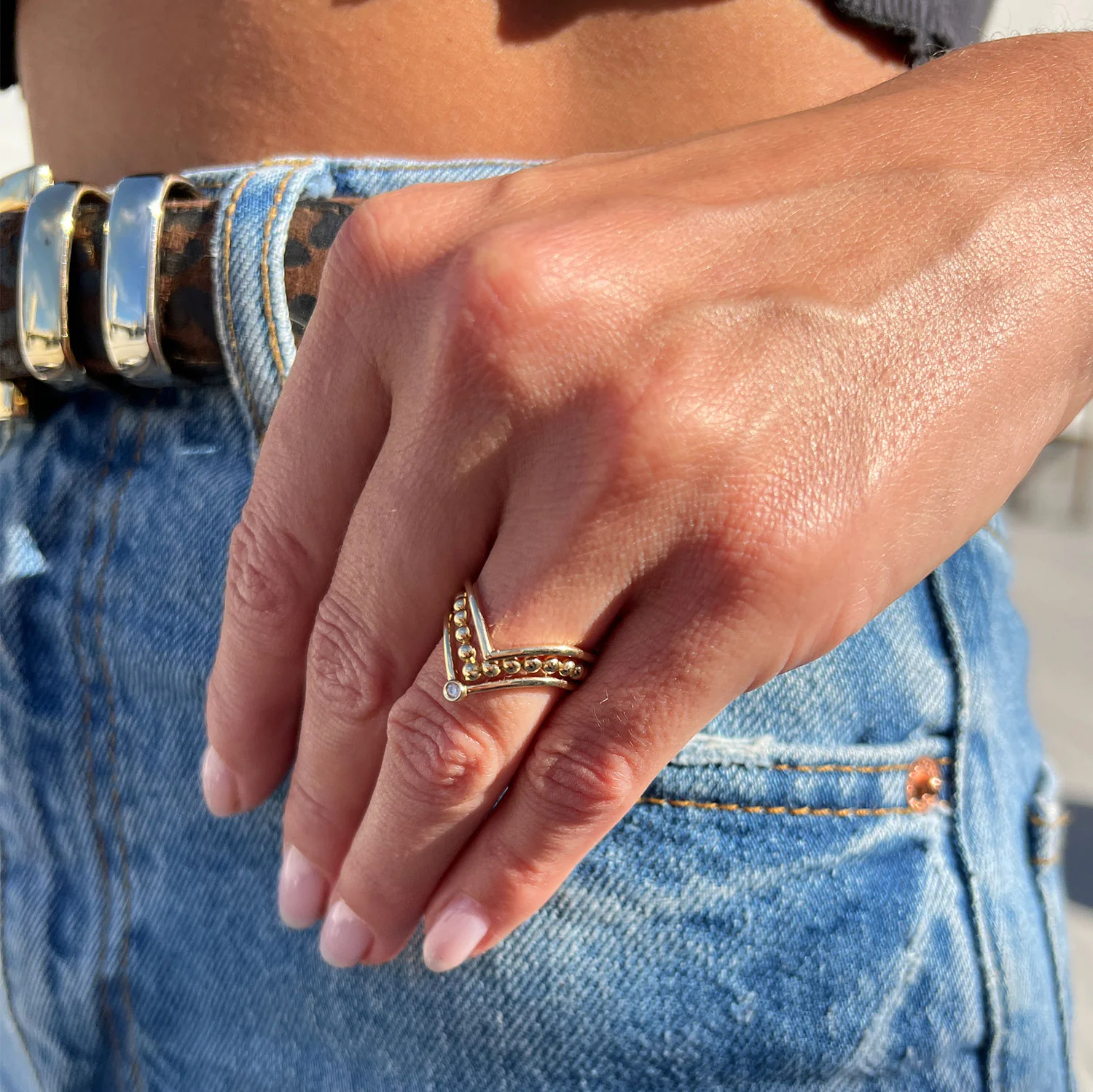 Beaded Wishbone Ring - Image 4