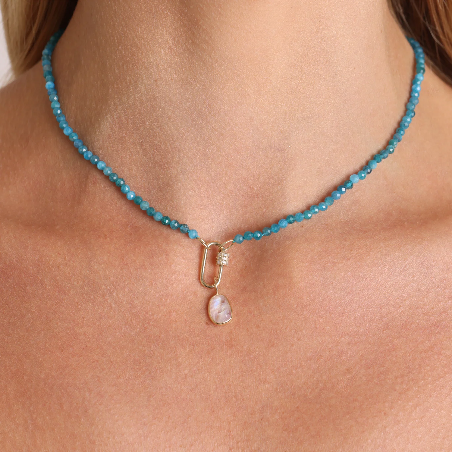 Blue Apatite Connector Necklace - Image 8