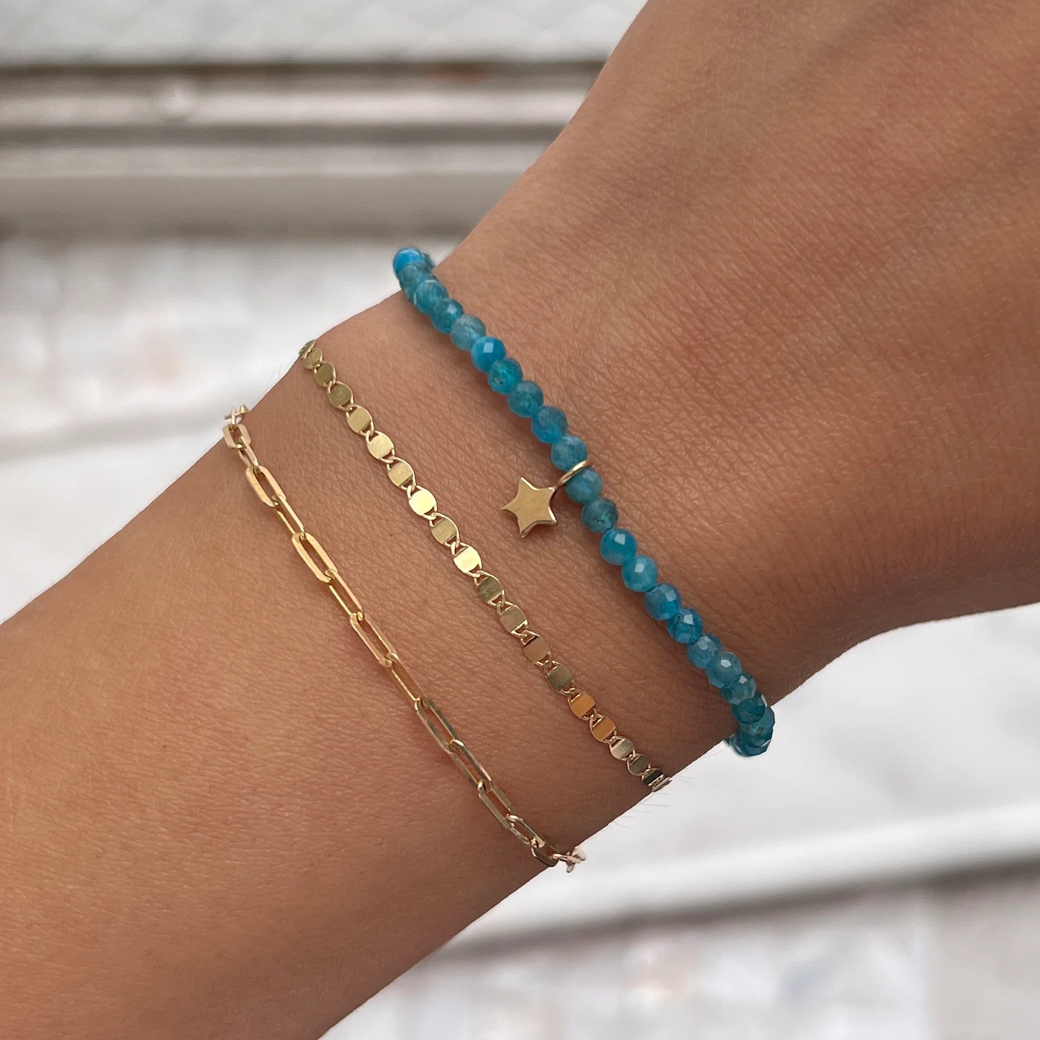 Blue Gemstone & Custom Charm Bracelet - Image 4
