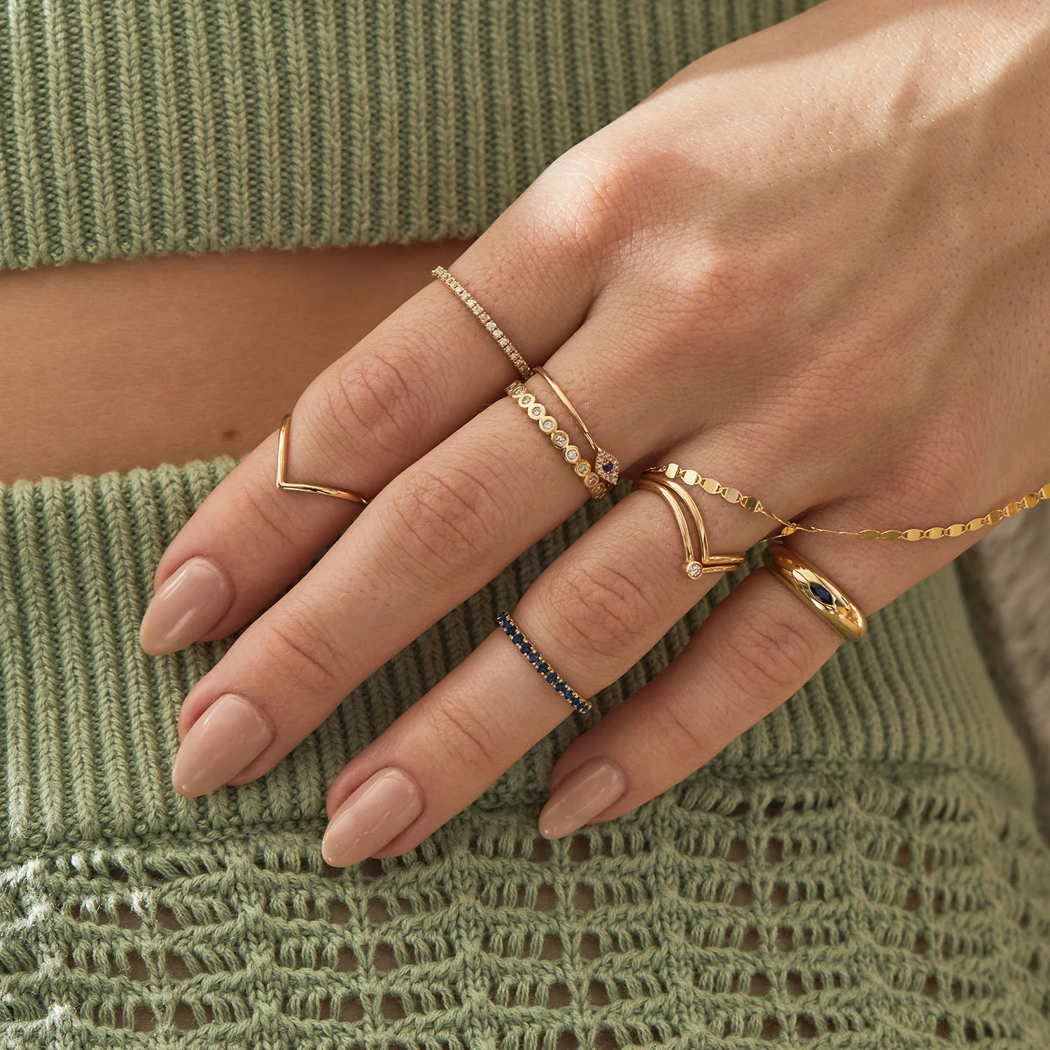 Blue Sapphire Eternity Band - Image 4