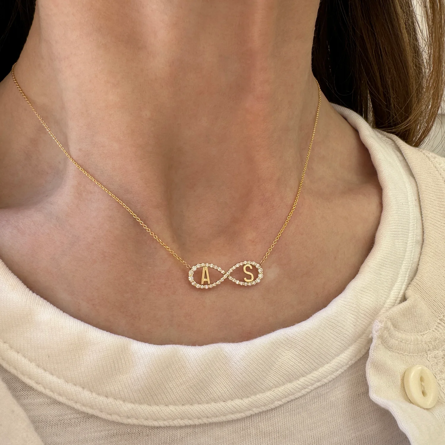 Diamond Infinity Letter Necklace - Image 7