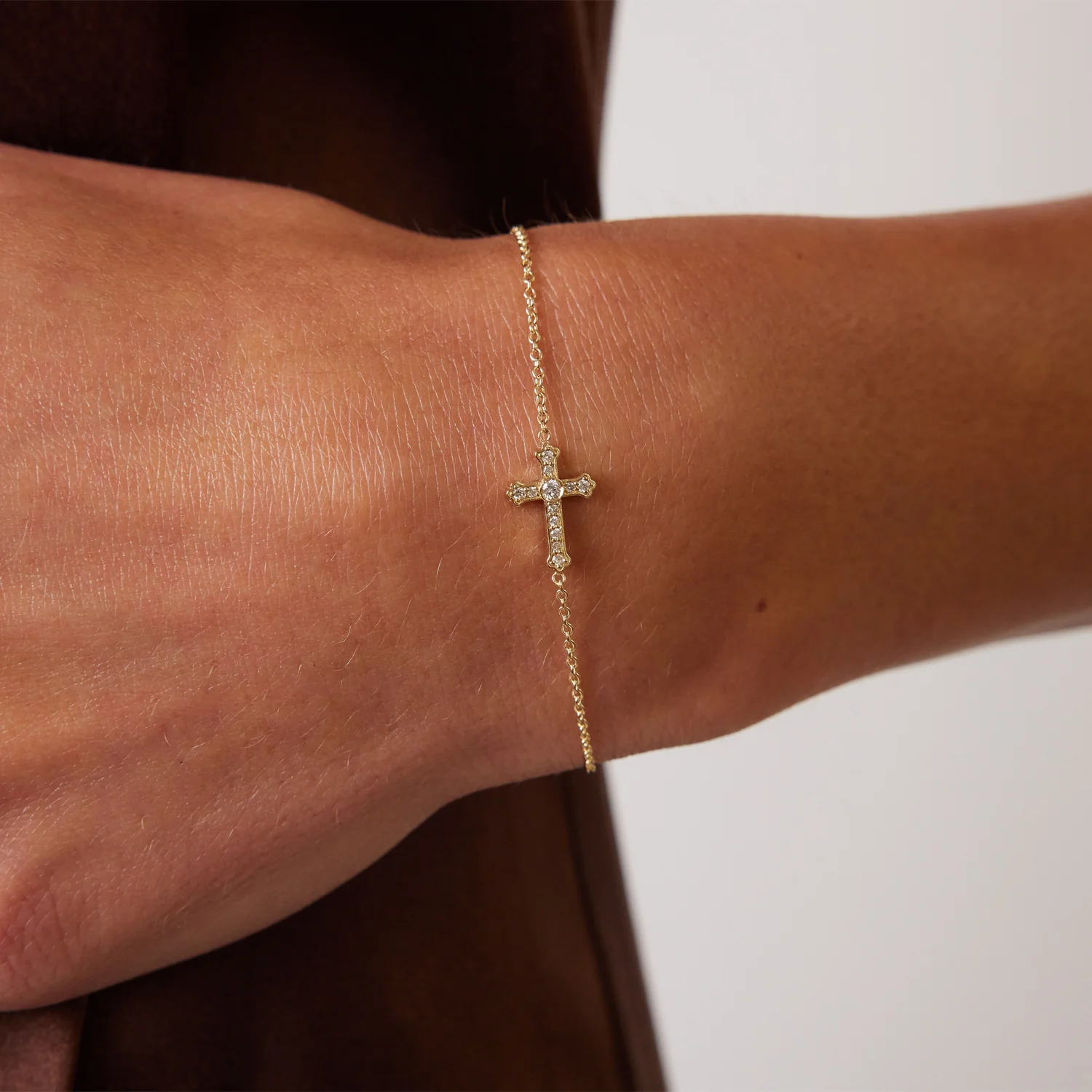 Diamond Sideways Cross Bracelet - Image 5