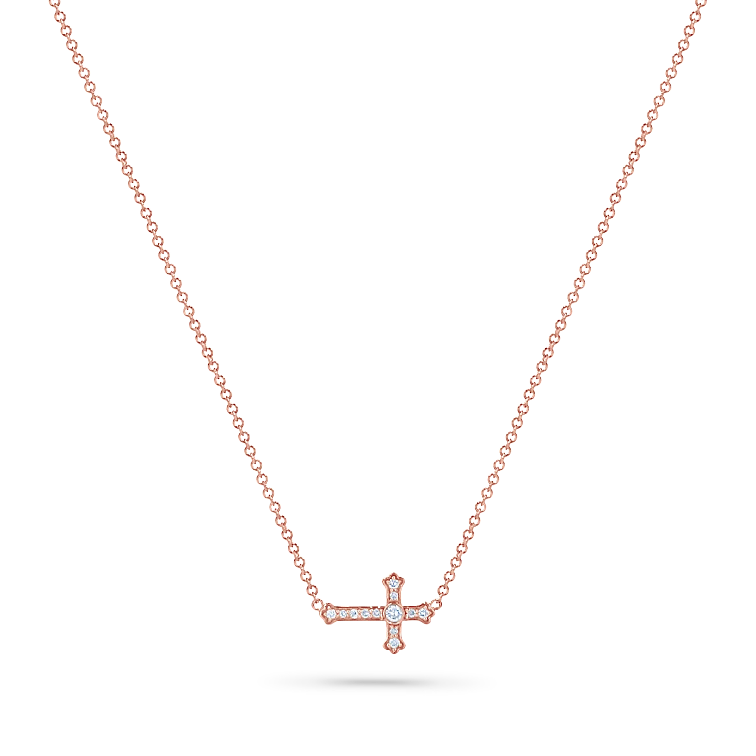 Diamond Sideways Cross Necklace - Image 3