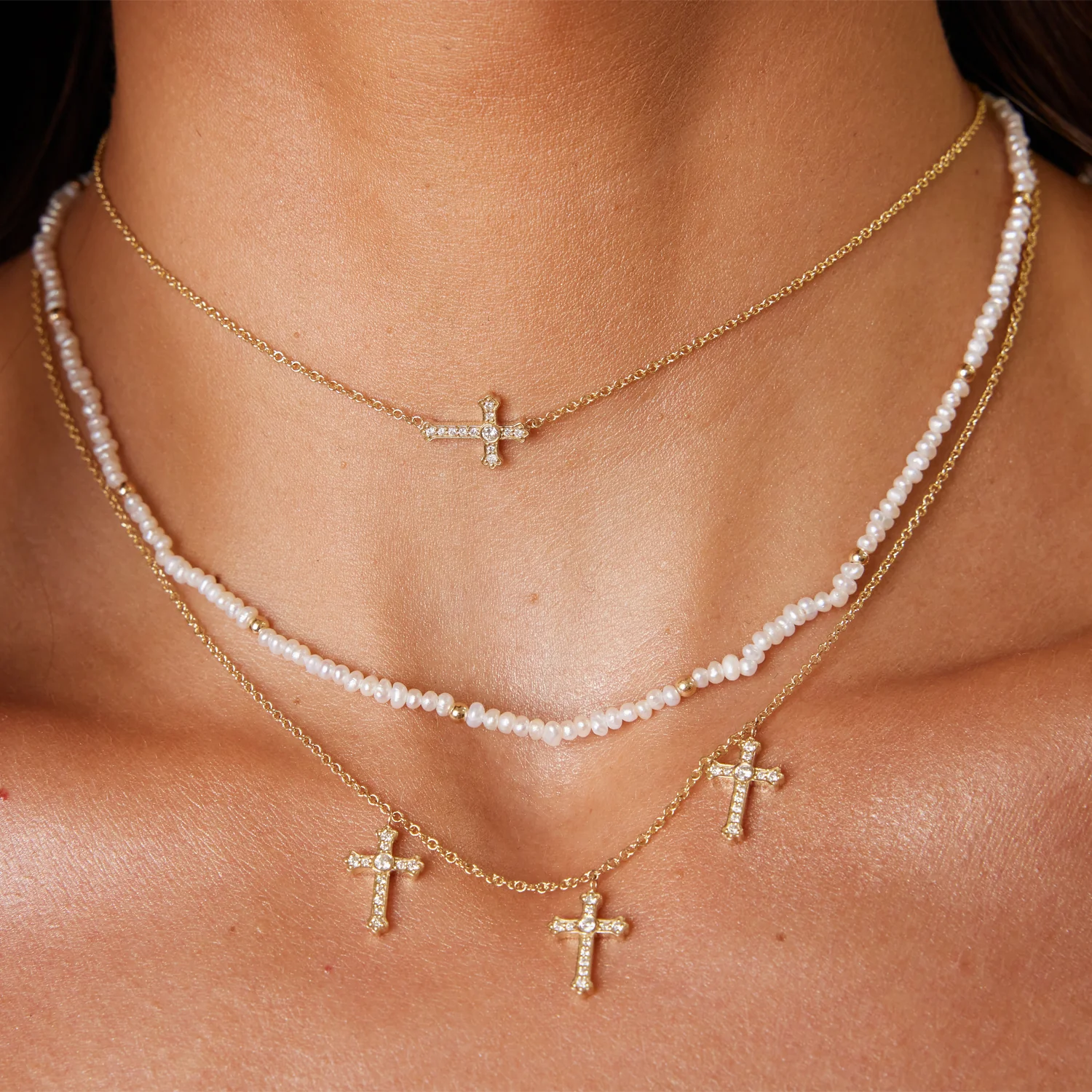 Diamond Sideways Cross Necklace - Image 5