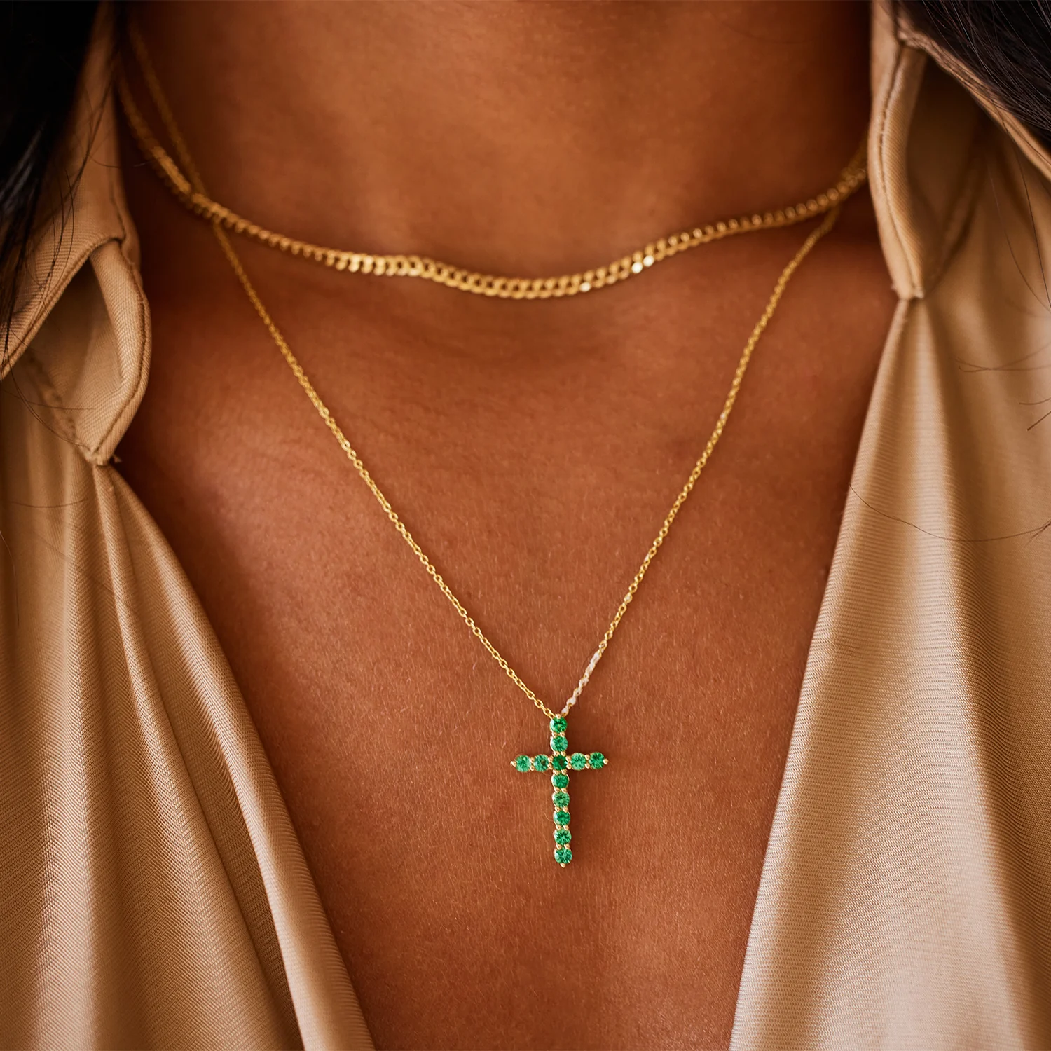 Emerald Cross Necklace - Image 6