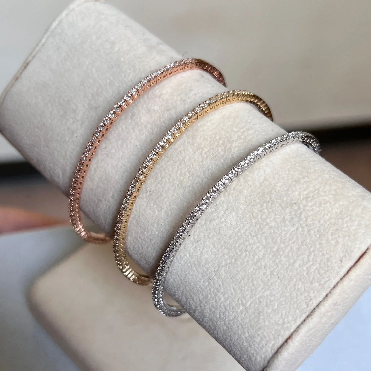 Flexible Diamond Tennis Bangle Bracelet - Image 7