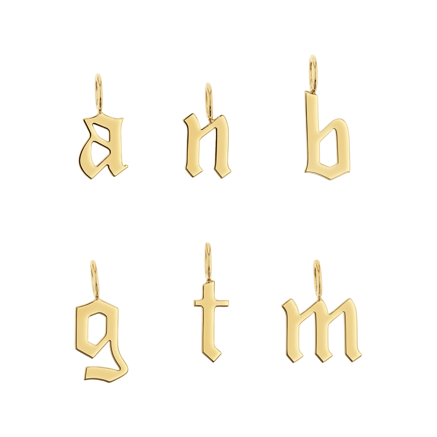 Gothic Old English Solid Initial Letter Charm - Image 4