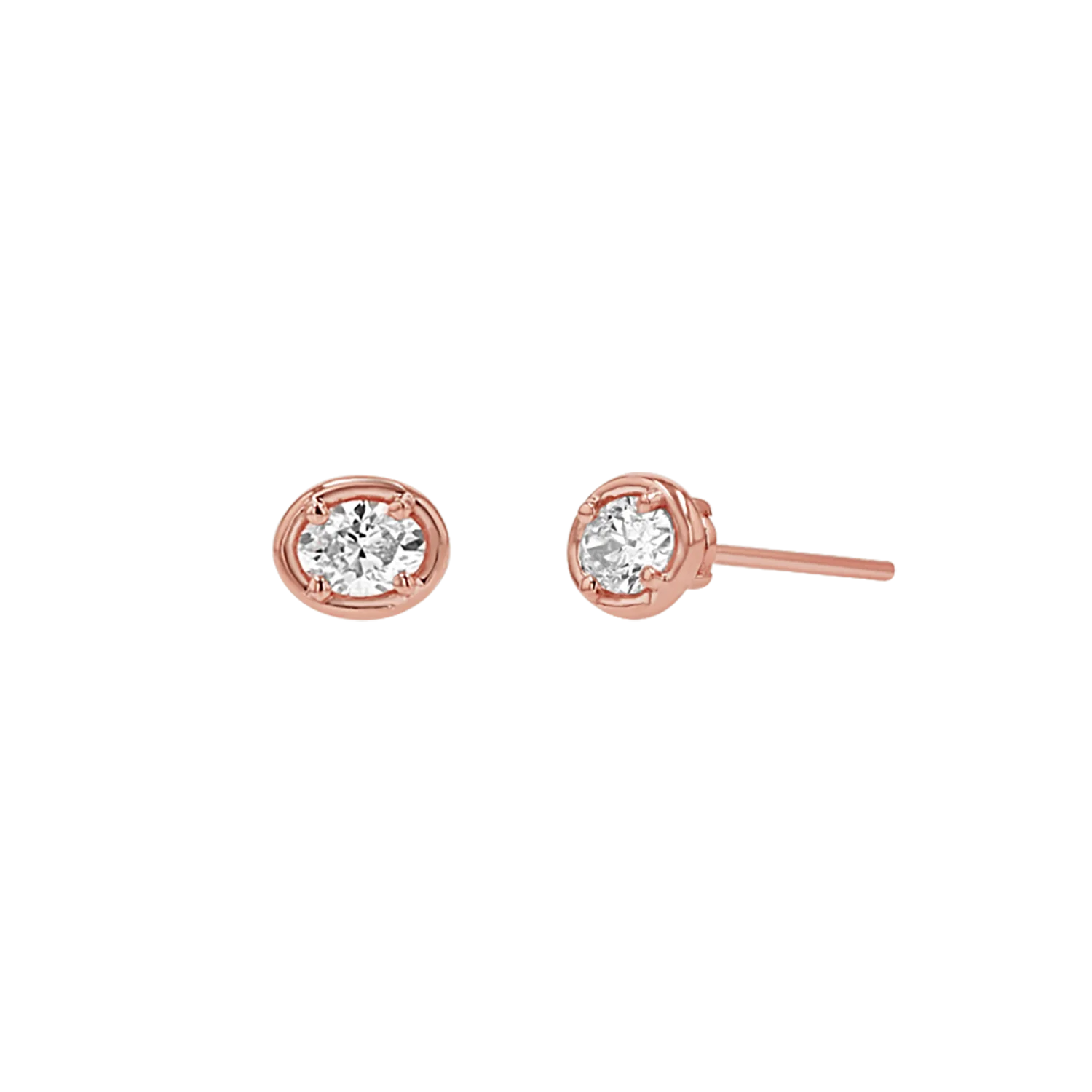 Oval Diamond Stud Earrings - Image 3