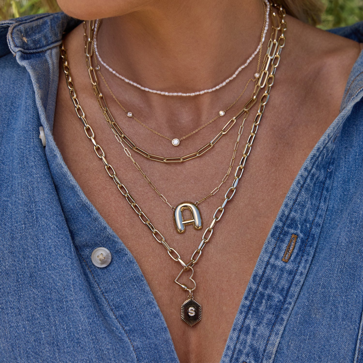 Oversized Puff Letter Necklace - Image 5