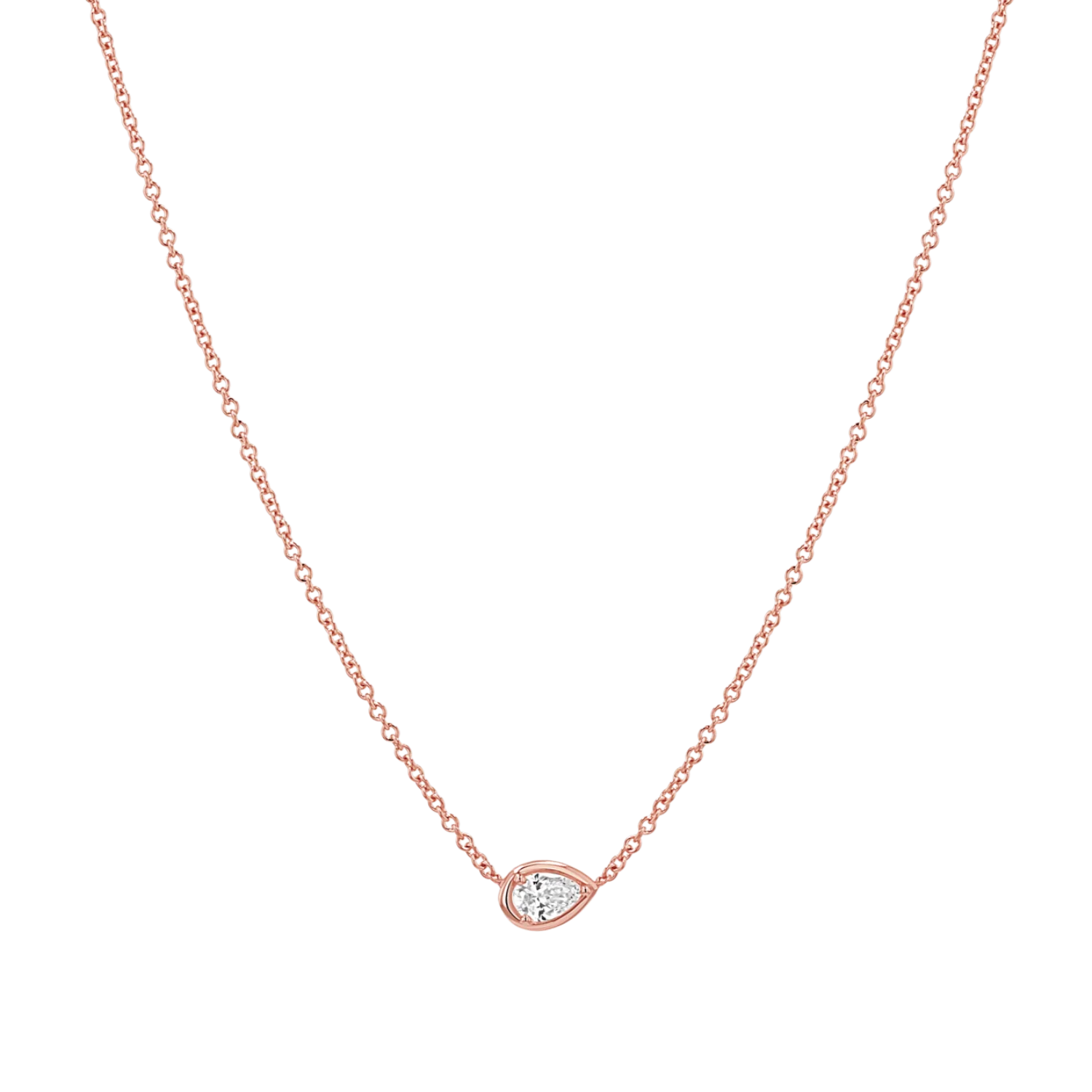 Pear Diamond Solitaire Necklace - Image 3