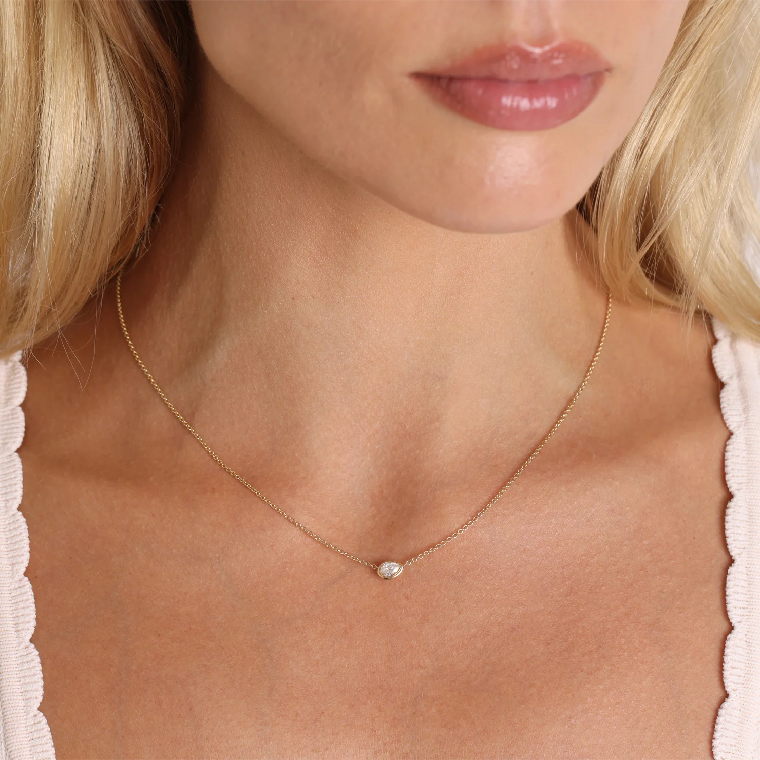 Pear Diamond Solitaire Necklace - Image 5