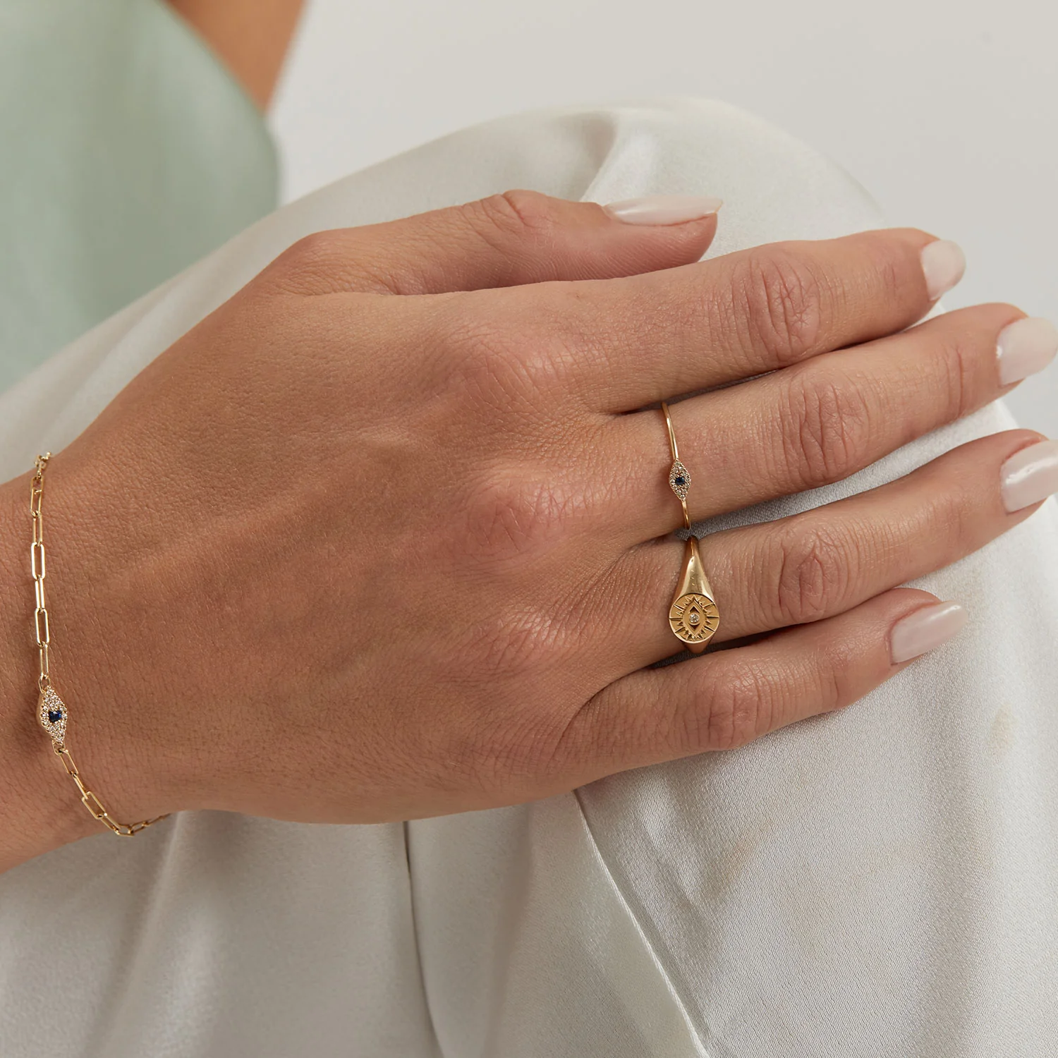 Petite Evil Eye Diamond Ring - Image 5