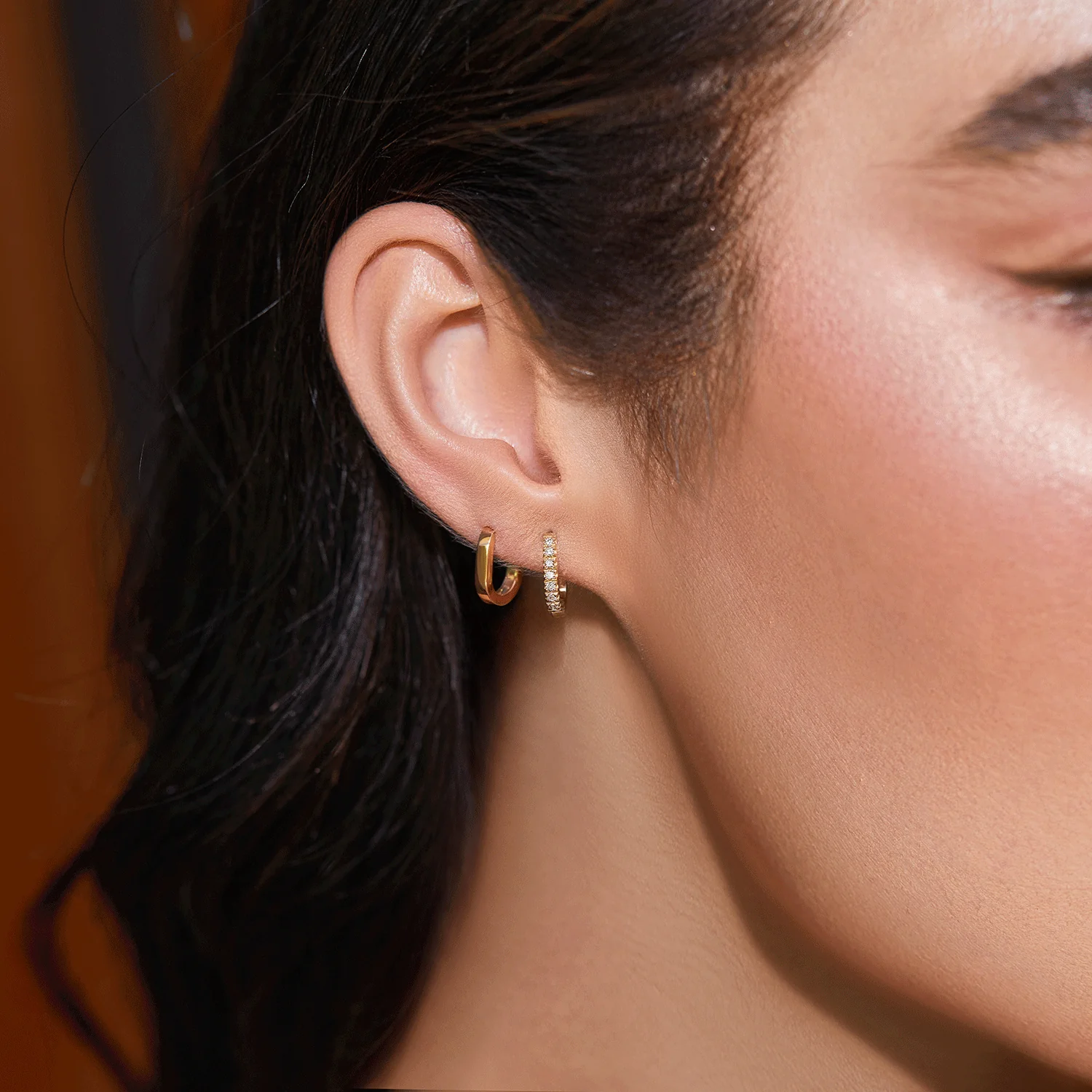 Petite Diamond U-Pave Paper Clip Huggie Earrings - Image 10