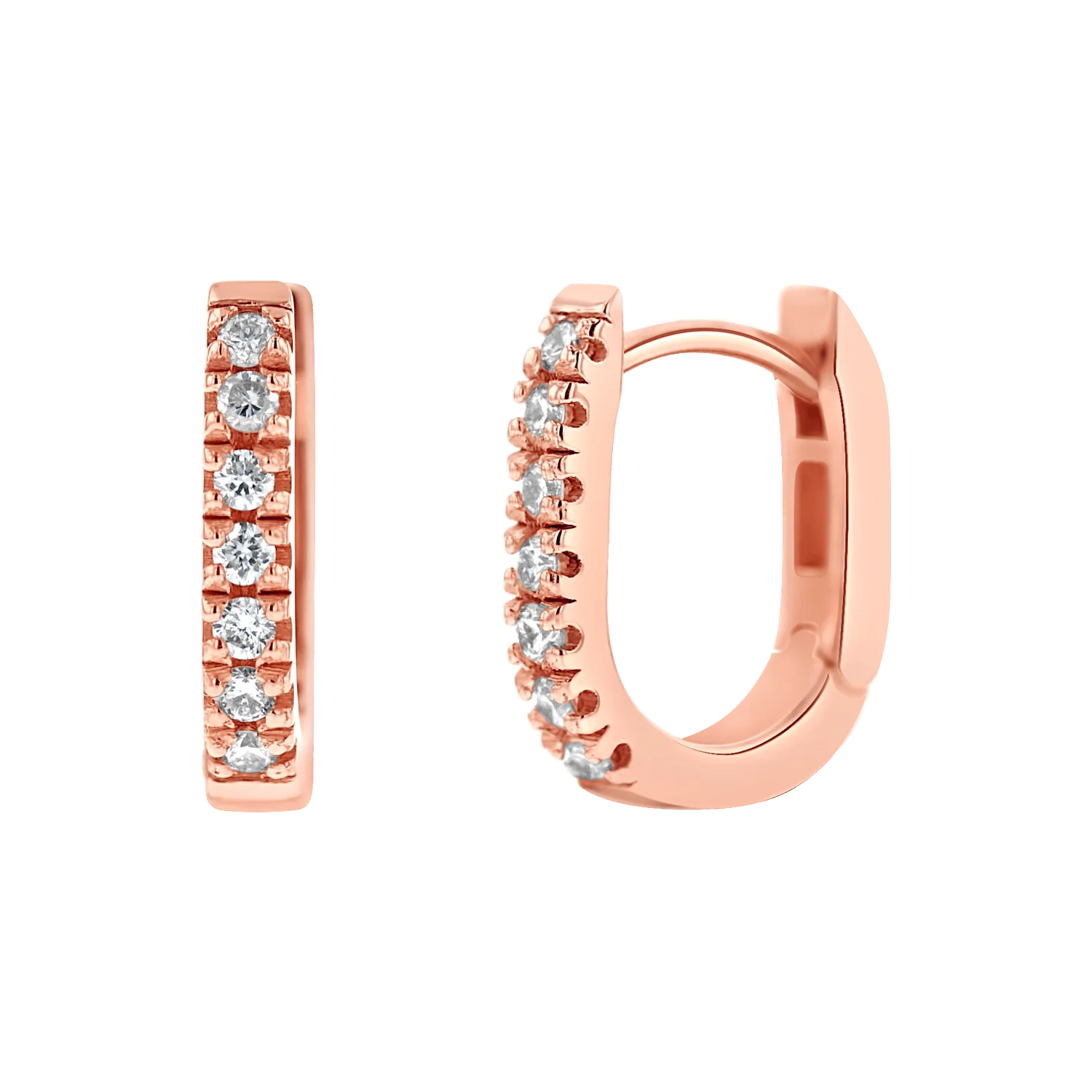 Petite Diamond U-Pave Paper Clip Huggie Earrings - Image 3