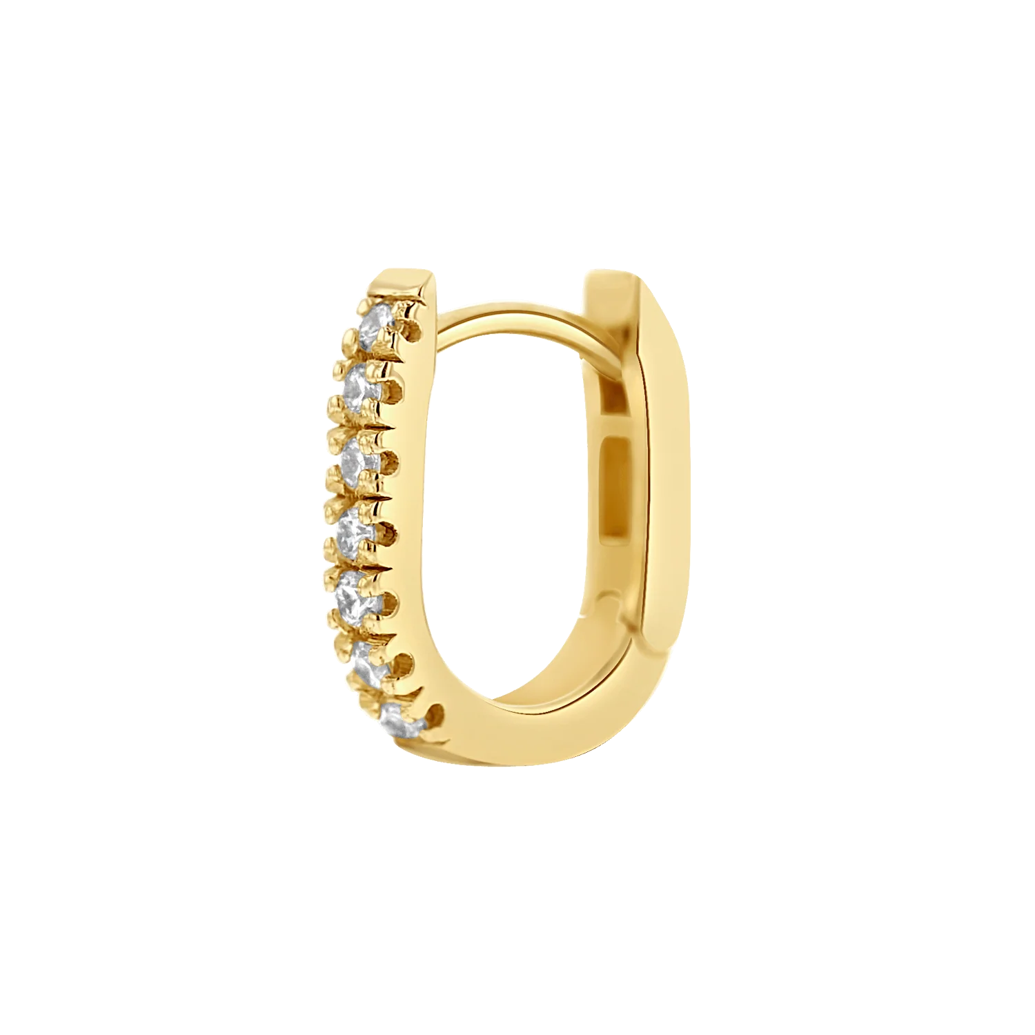 Petite Diamond U-Pave Paper Clip Huggie Earrings - Image 4