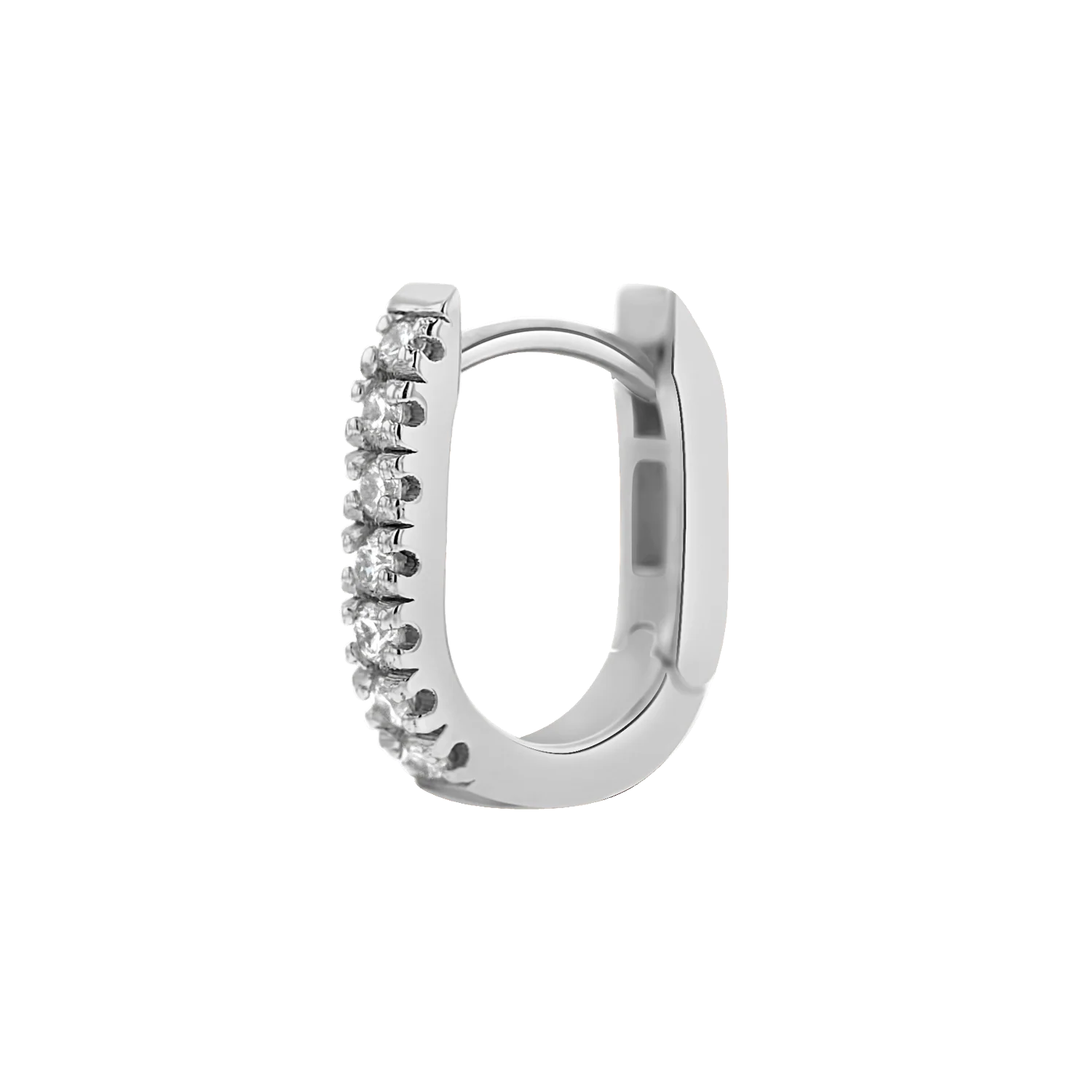 Petite Diamond U-Pave Paper Clip Huggie Earrings - Image 5