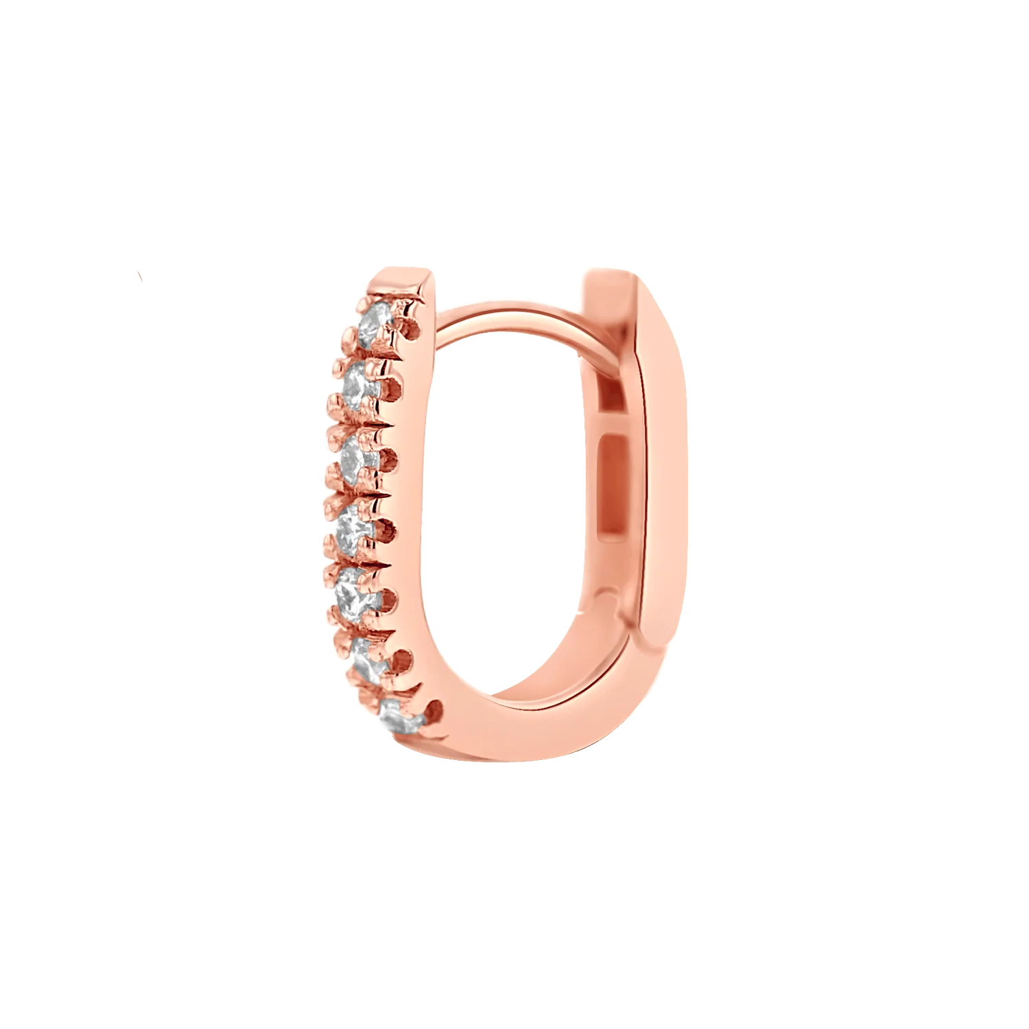 Petite Diamond U-Pave Paper Clip Huggie Earrings - Image 6