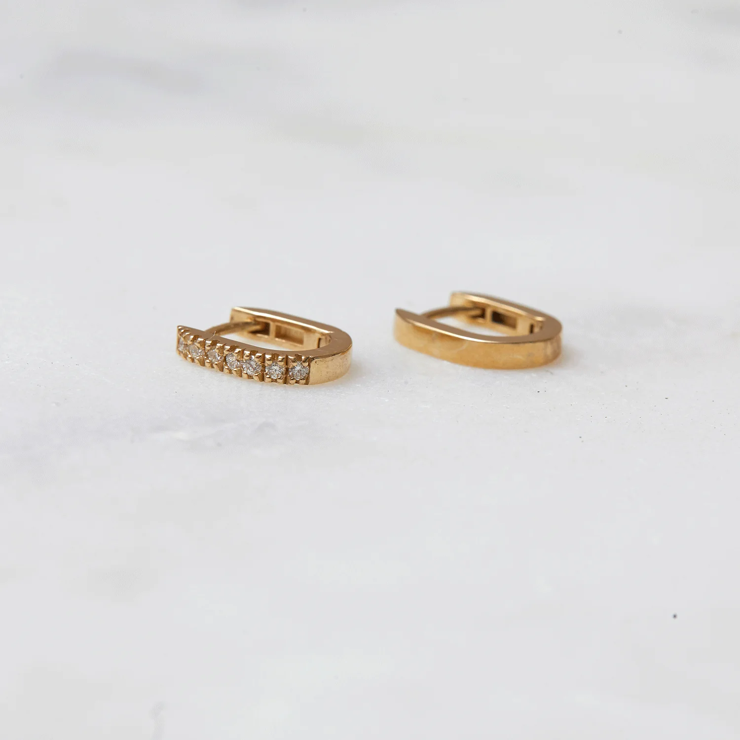 Petite Diamond U-Pave Paper Clip Huggie Earrings - Image 7