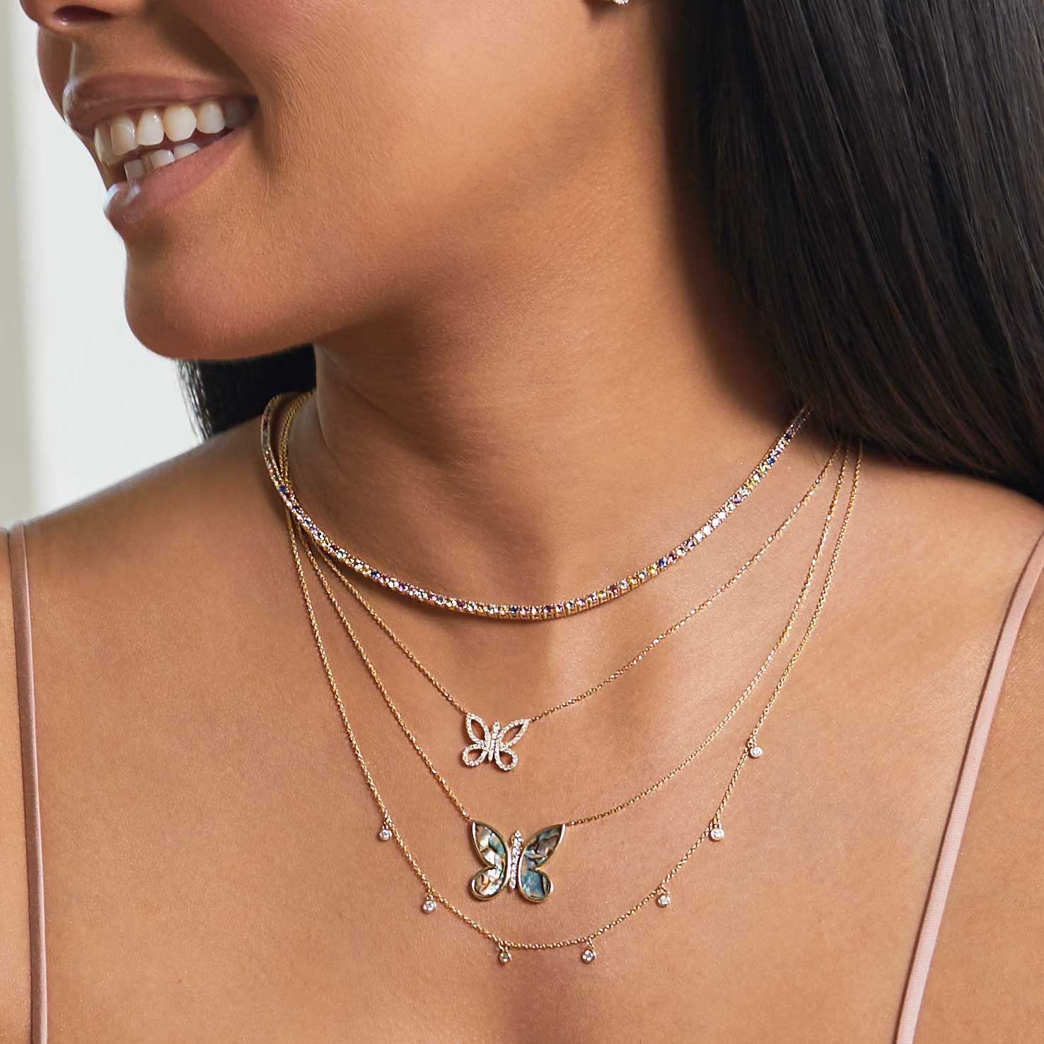 Rainbow Gemstone Tennis Necklace - Image 4