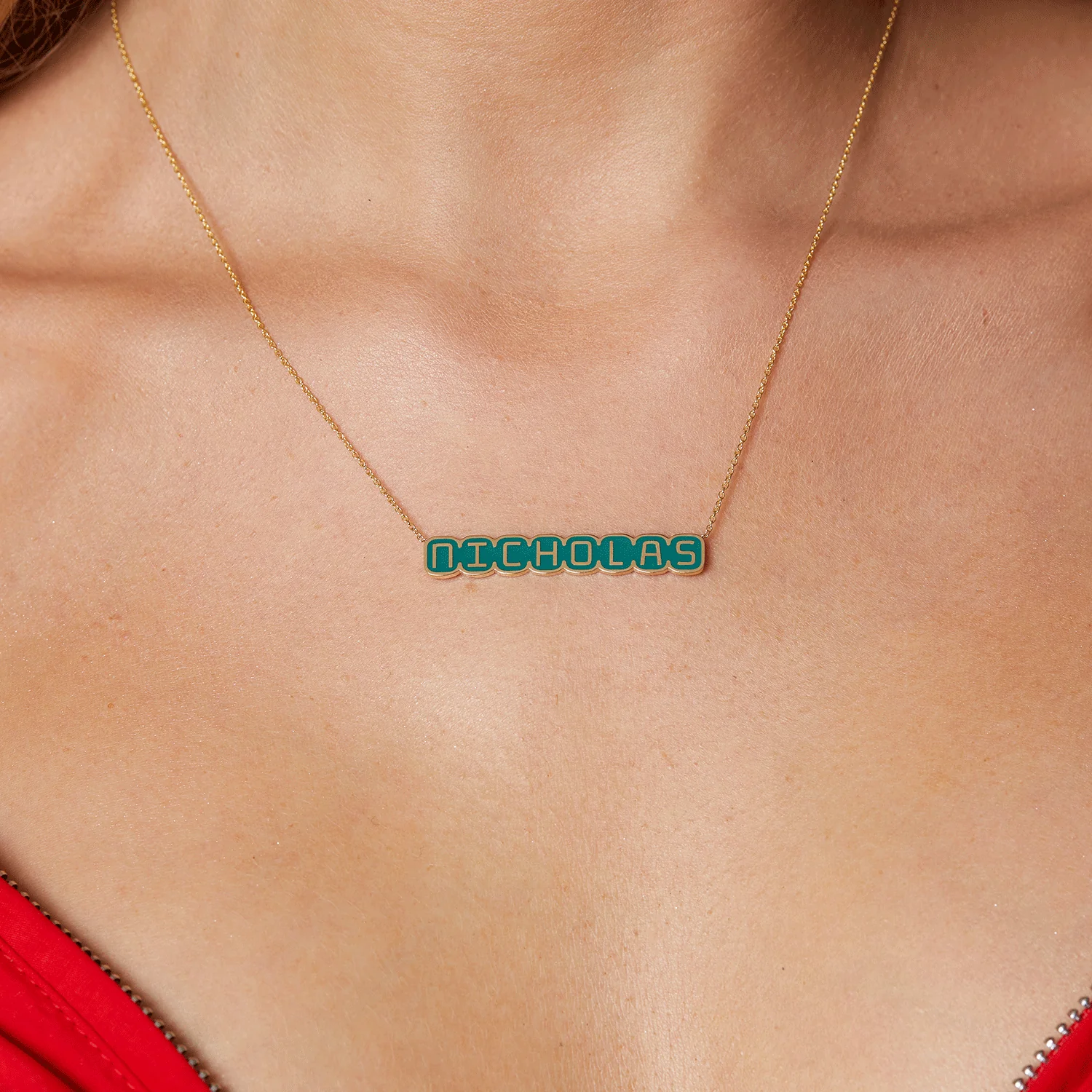 Retro Enamel Name Necklace - Image 5