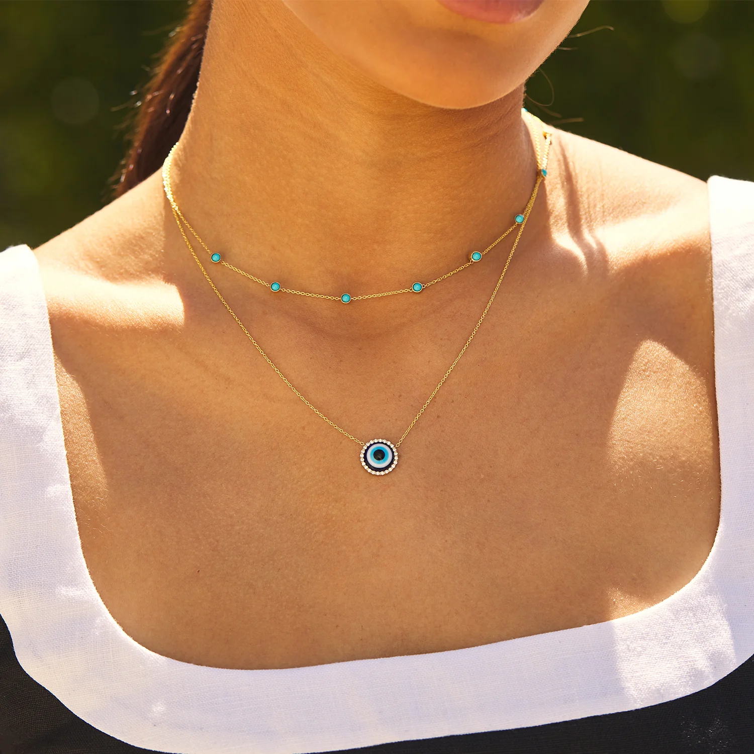 Round Diamond Evil Eye Necklace - Image 4