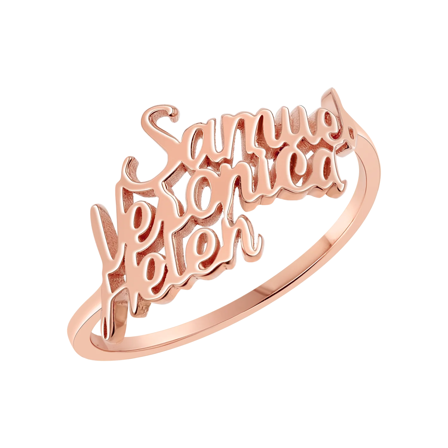 Script Custom Triple Name Ring - Image 3