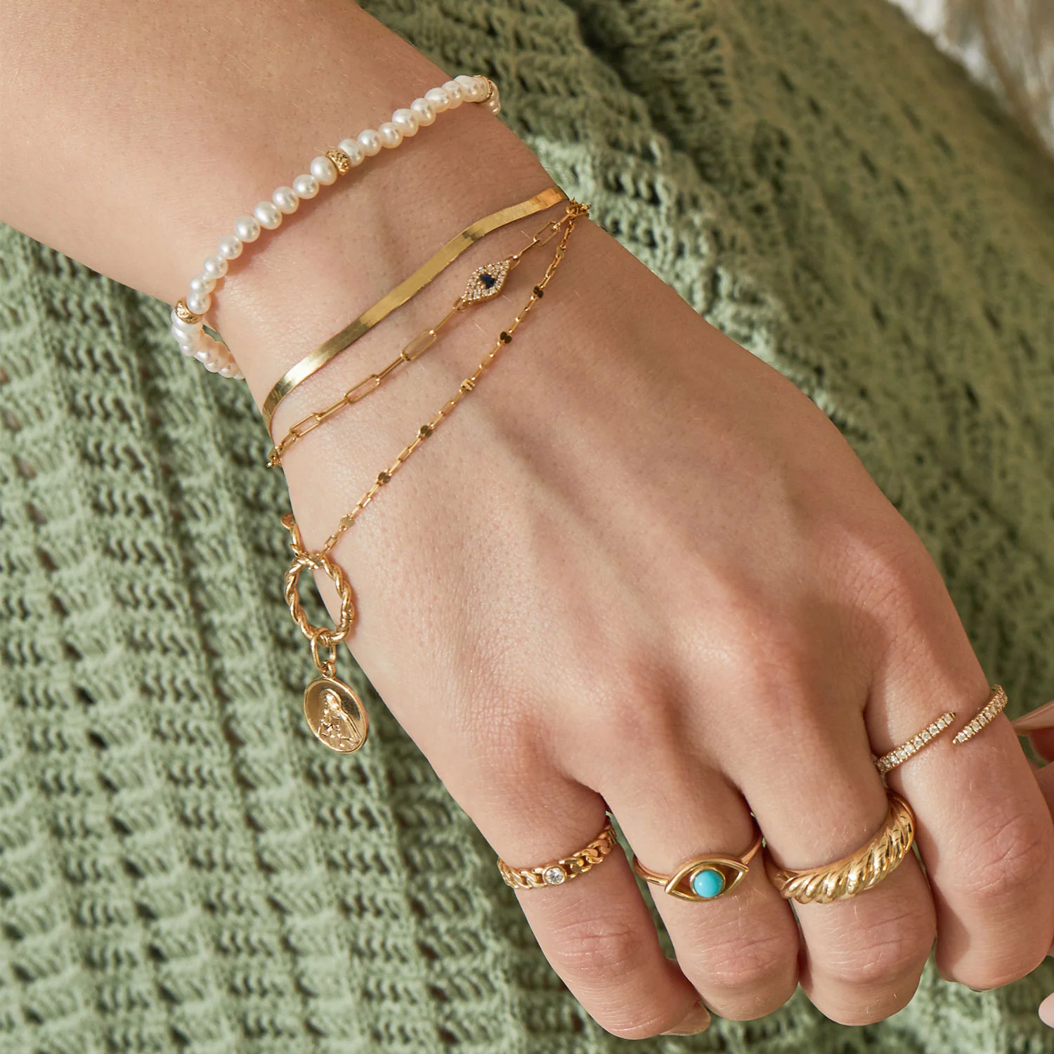 Turquoise Evil Eye Ring - Image 4