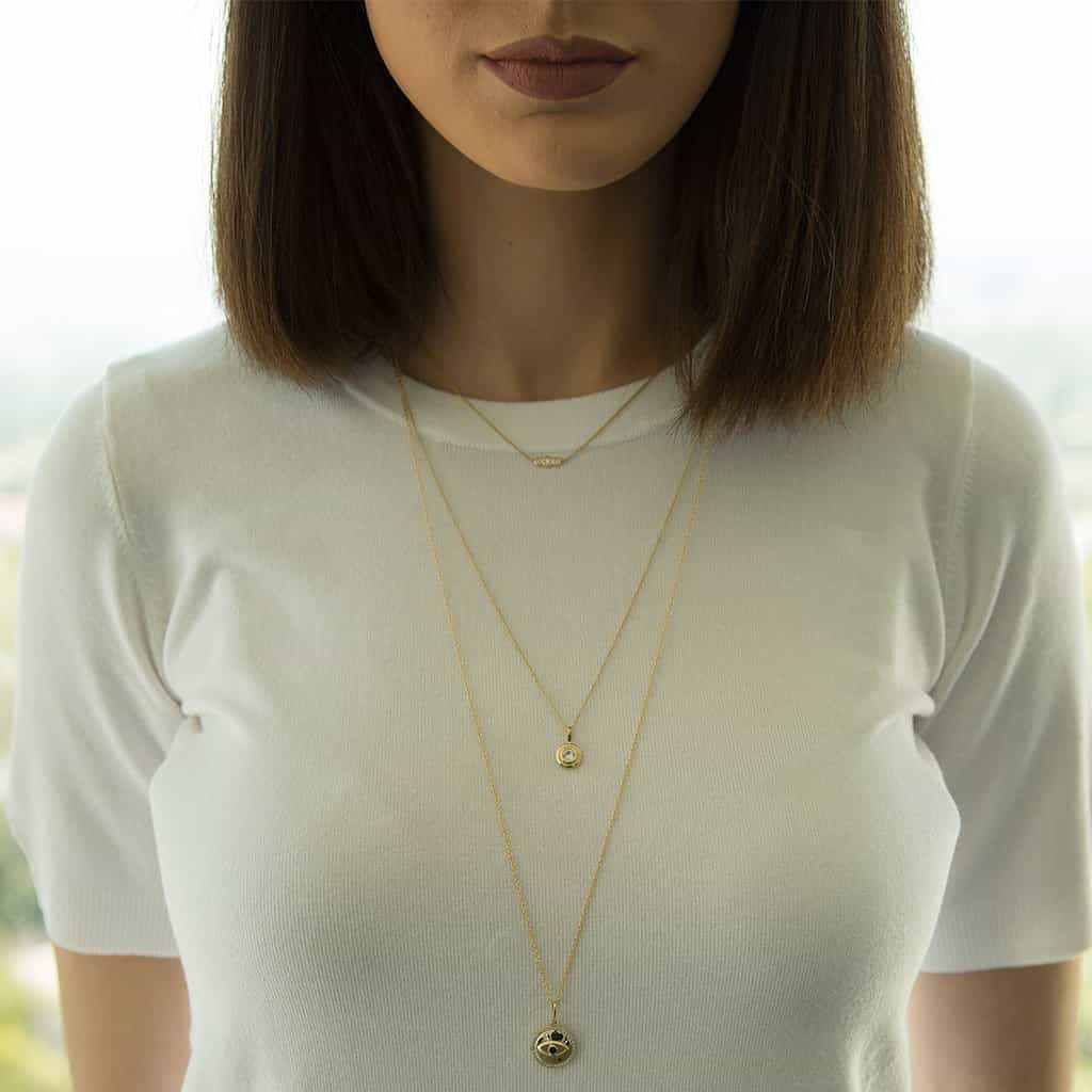 Round Diamond Evil Eye Necklace - Image 4