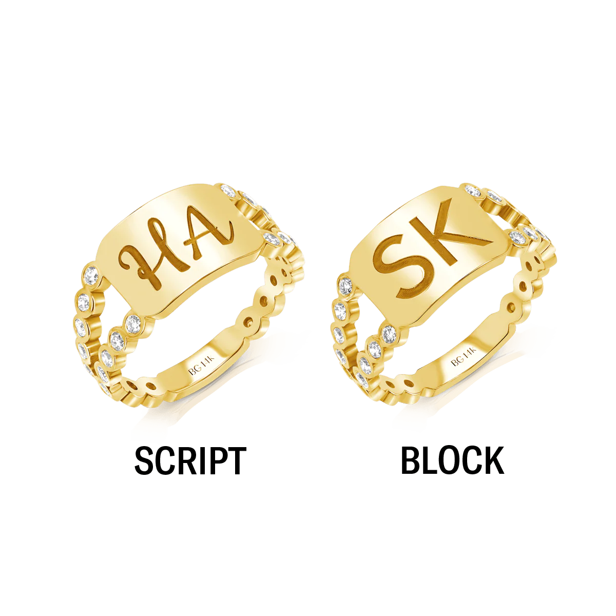 Bubble Diamond Bezel Signet Ring - Image 5