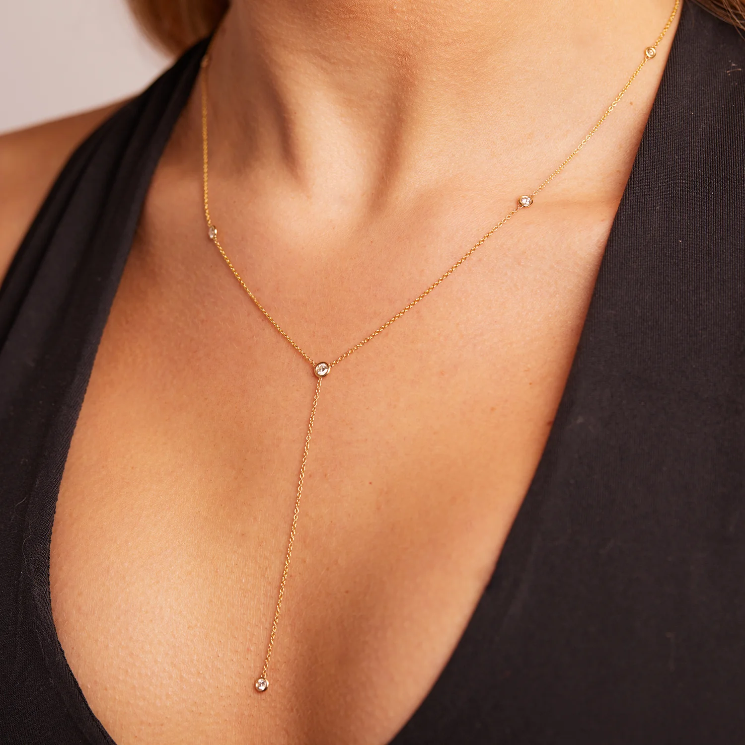 Diamond Lariat Necklace - Image 4