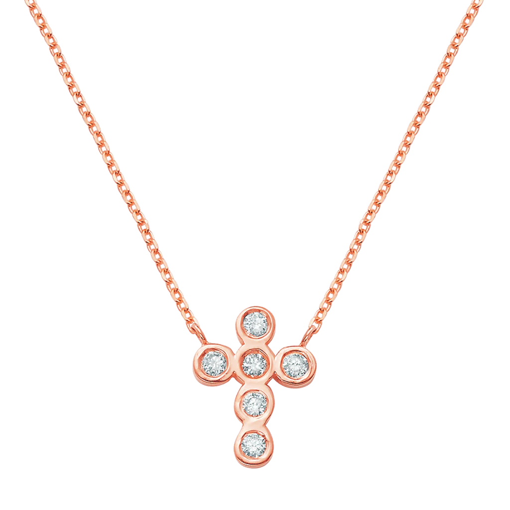Diamond Bezel Cross Necklace - Image 3