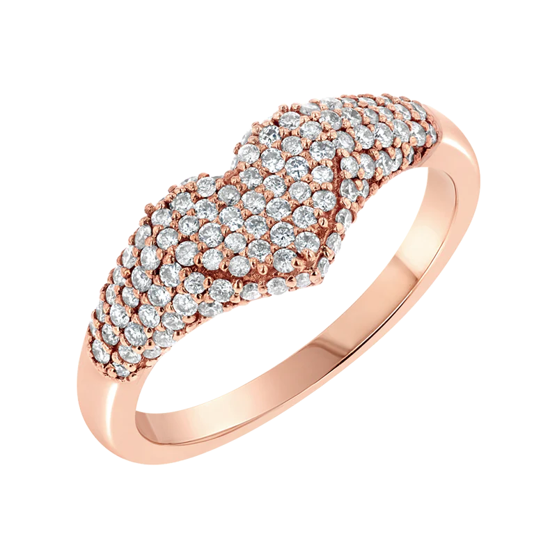 Diamond Heart Pave Signet Ring - Image 3