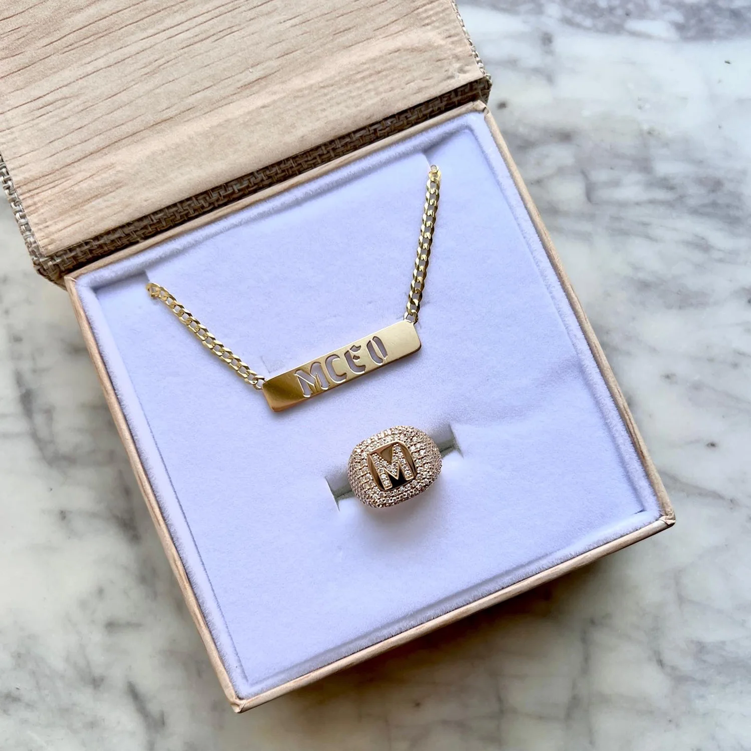 Diamond Pave Initial Signet Ring - Image 4