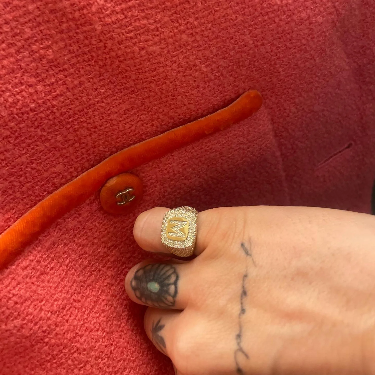 Diamond Pave Initial Signet Ring - Image 5