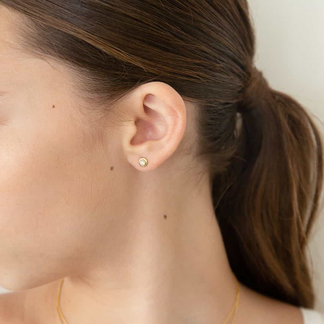 Trinatier Petite Bezel Stud Earrings - Image 3