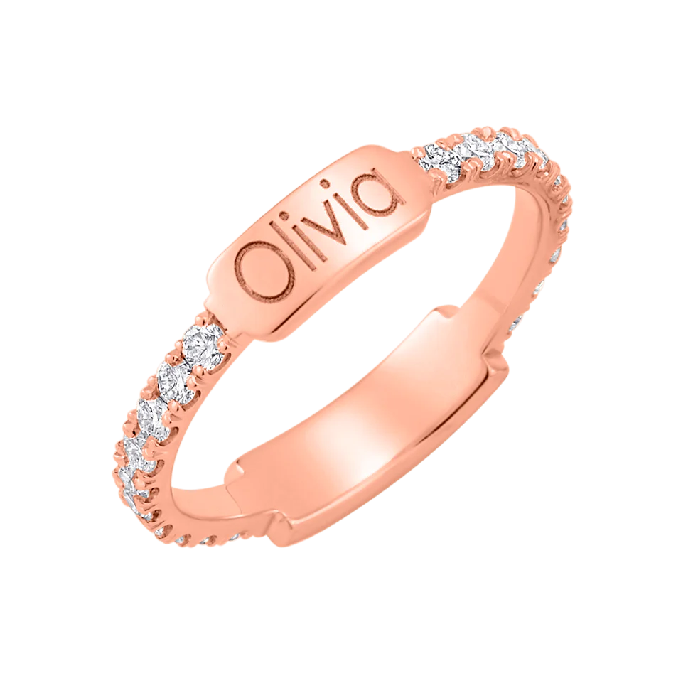 Moyen Diamond U-Pave Engraved Ring - Image 3