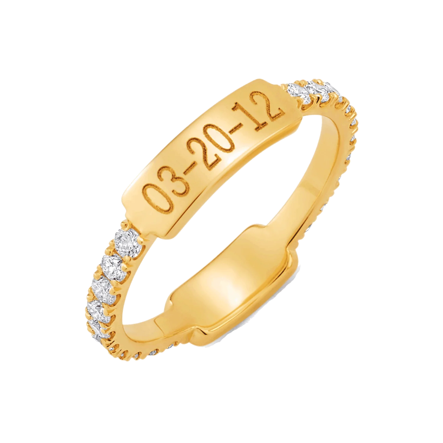 Moyen Diamond U-Pave Engraved Ring - Image 4