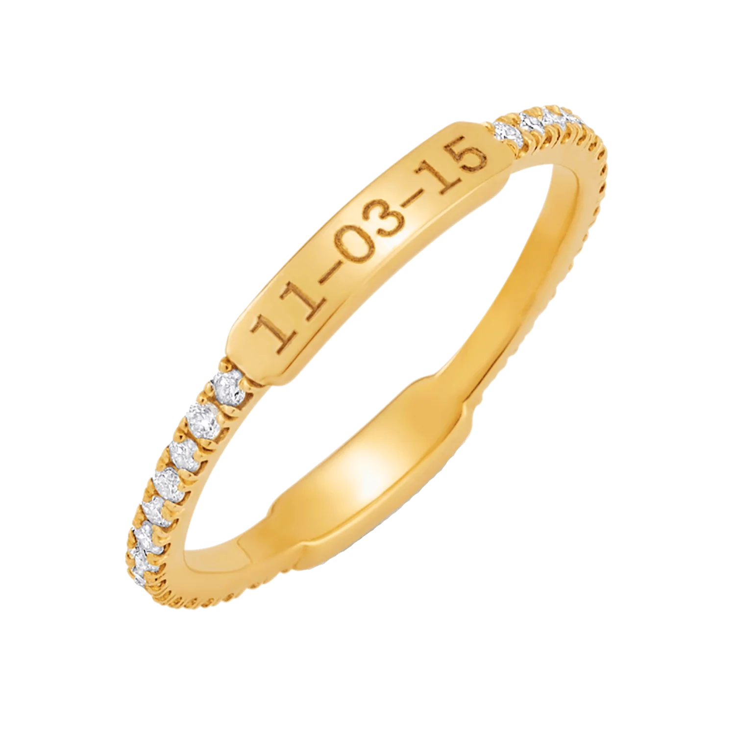 Petite Diamond U-Pave Engraved Ring - Image 4