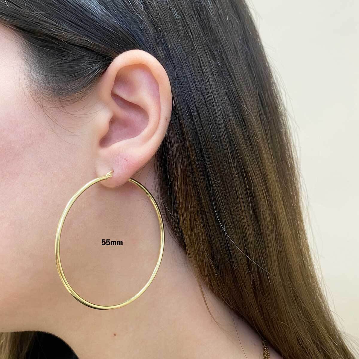 2mm Gold Tube Hoop Earrings - Image 4