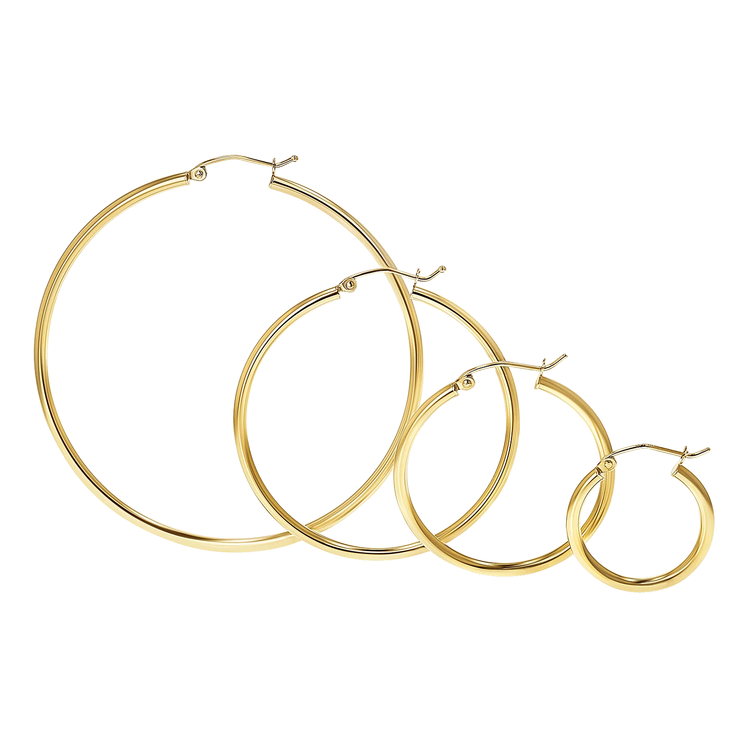 2mm Gold Tube Hoop Earrings - Image 6