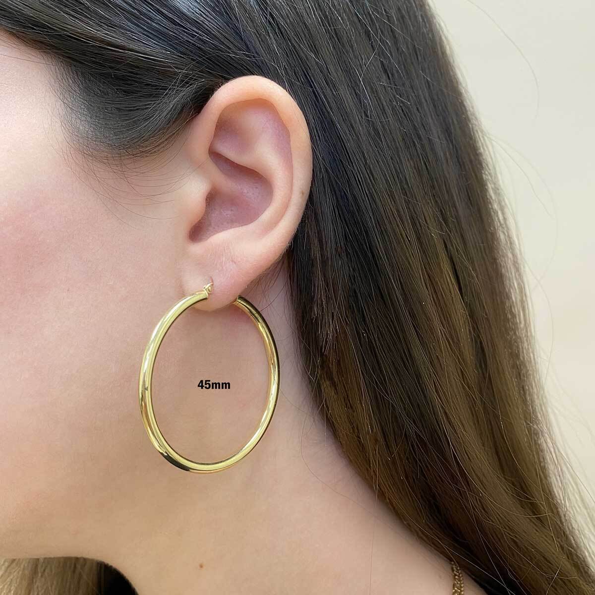 3mm Gold Tube Hoop Earrings - Image 4
