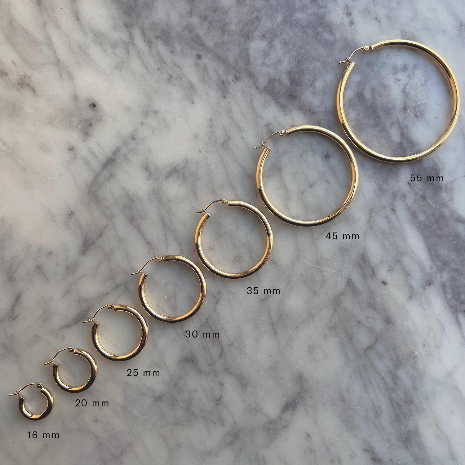 3mm Gold Tube Hoop Earrings - Image 5