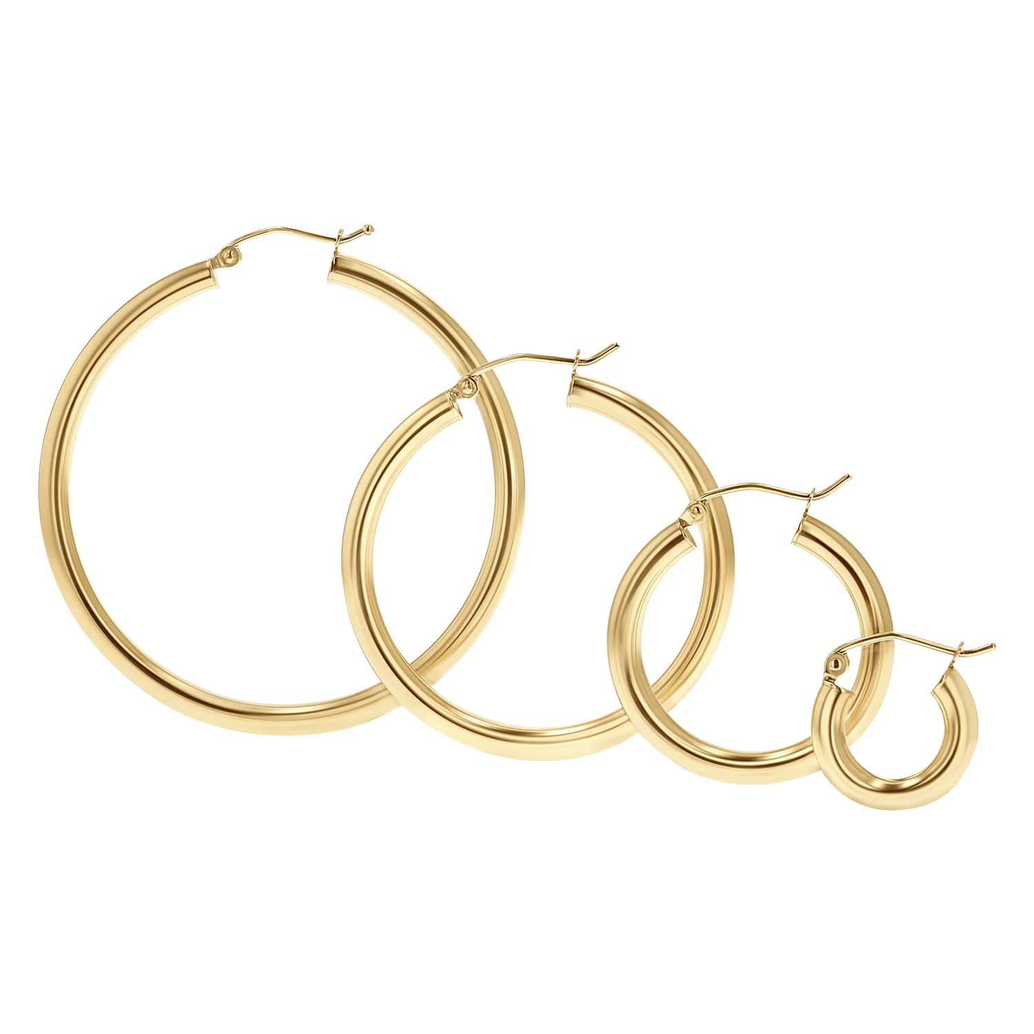 3mm Gold Tube Hoop Earrings - Image 6