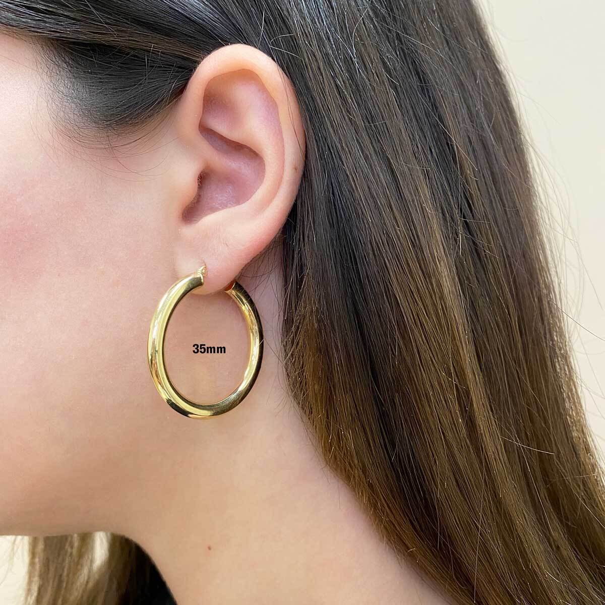 4mm Gold Tube Hoop Earrings - Image 3
