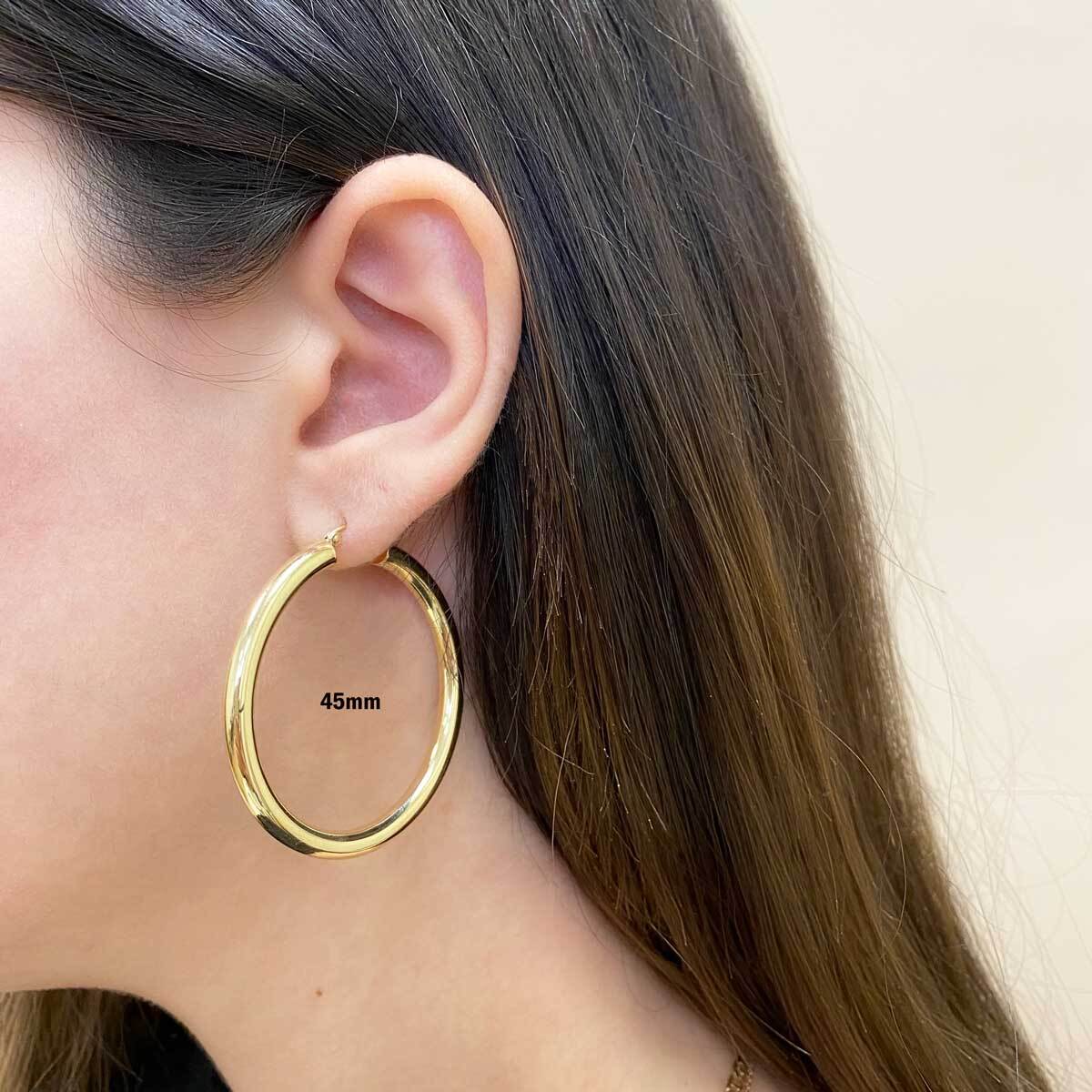 4mm Gold Tube Hoop Earrings - Image 4