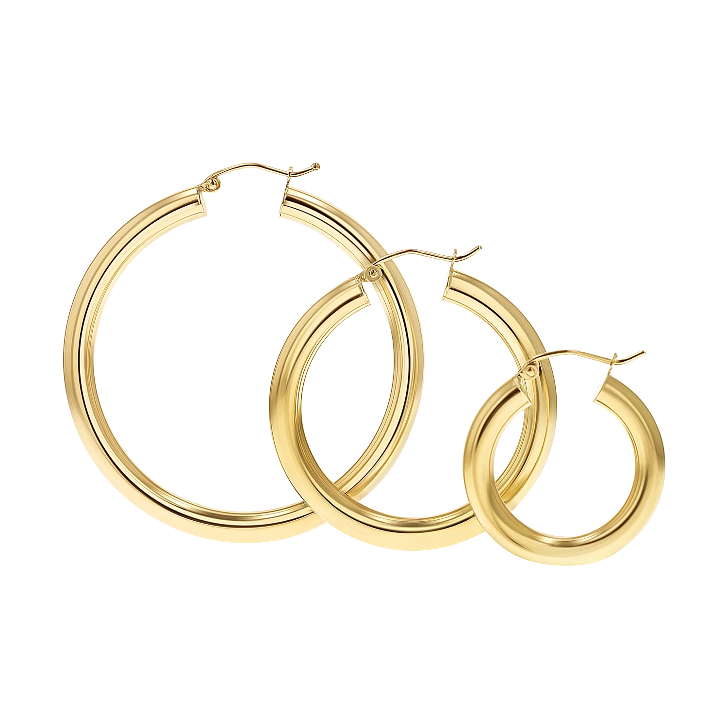 4mm Gold Tube Hoop Earrings - Image 5