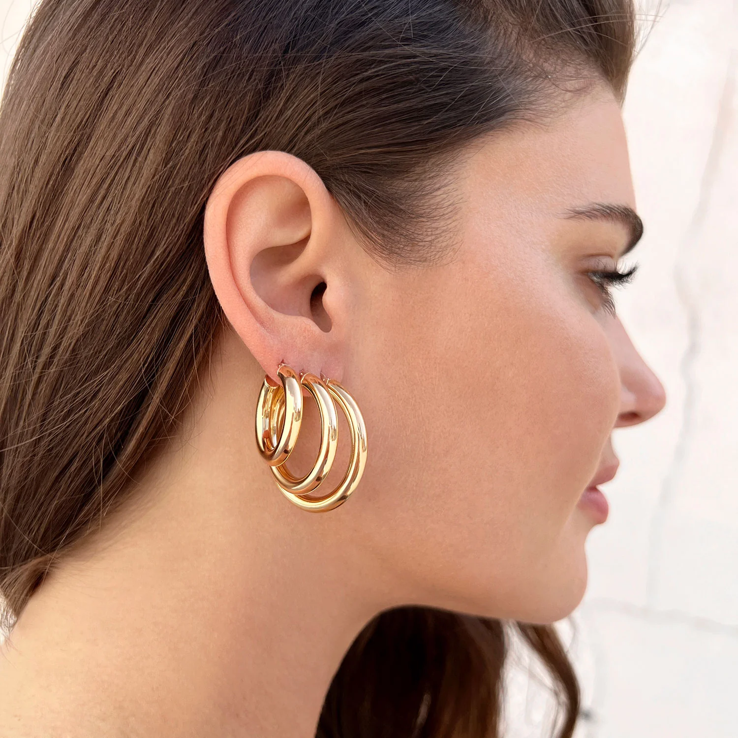 4mm Gold Tube Hoop Earrings - Image 6